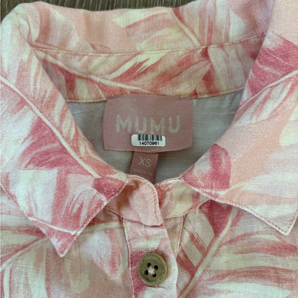 Show Me Your MuMu Linen Blend Pink Palm Leaf Print Romper Size:XS - Picture 10 of 16